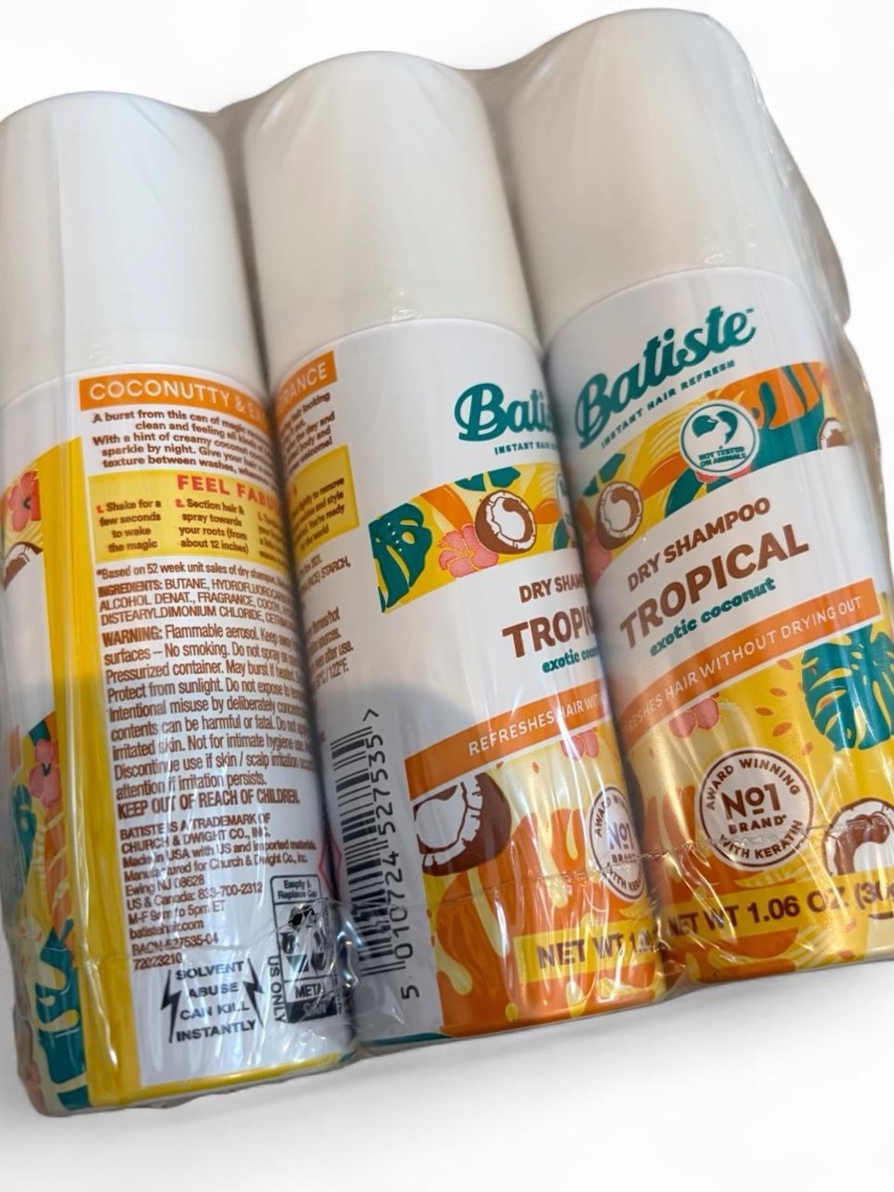 6 PACK Batiste Tropical Dry Shampoo - Exotic Coconut Travel Size bundle set